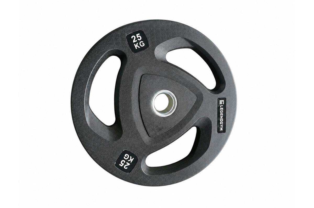 SP-0356 Олимпийский диск обрезиненный с серым логотипом LEGENDGYM