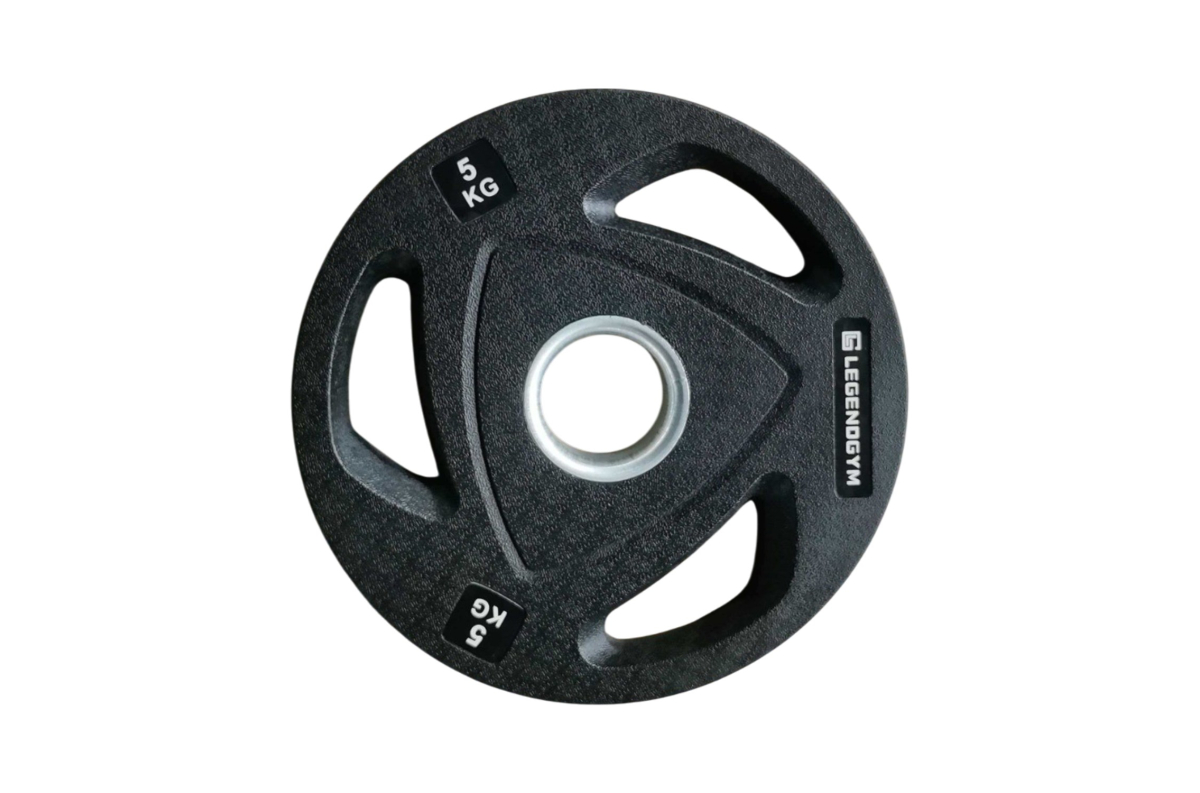 SP-0356 Олимпийский диск обрезиненный с серым логотипом LEGENDGYM